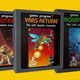 An image of Atari's three newly-released Atari 2600 cartridges, Saboteur, Yars' Return, and Aquaventure.